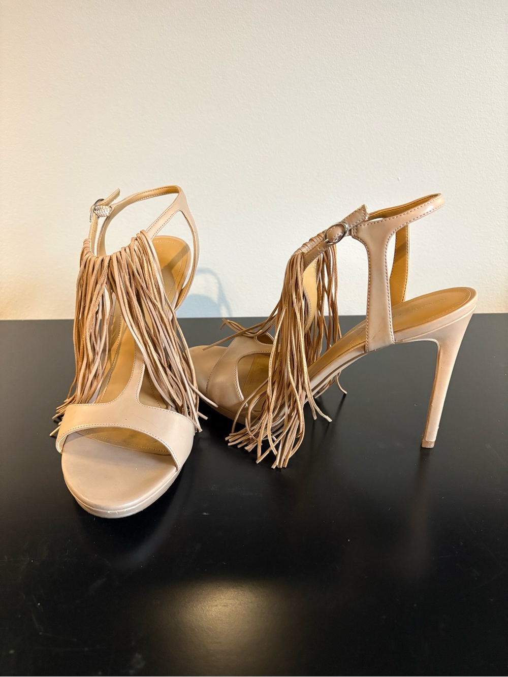 Kendall & Kylie Beige Fringe Stiletto Sandals